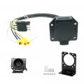 4 Flat To 7 Way Rv Trailer Light Plug Wire Harness Converter Adapter For Car Truck Hitch With Connector Socket Mounting Bracket