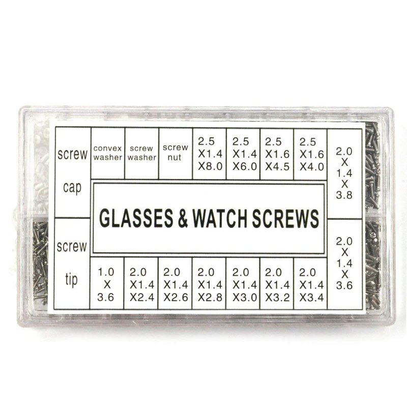 1000 Piece Eyeglass And Watch Screws Assortment Kit Stainless Steel Micro Screw Nut Set With Screwdriver For Glasses