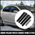 6 Pcs Door Cover Panel Trim Pillar Posts Exterior Window Anti Scratch Stickers For Honda Civic Sedan 8th Gen 2006-2011 Black