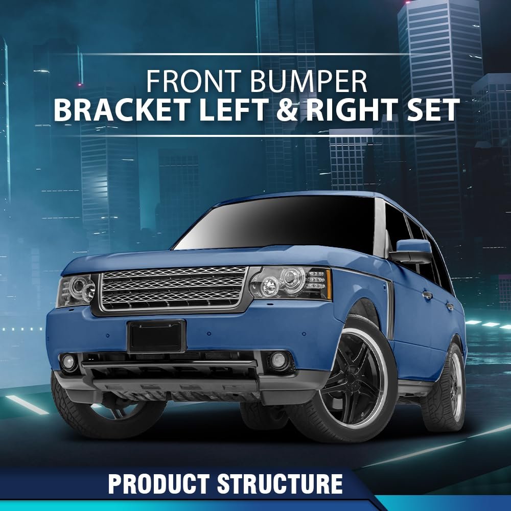 Front Bumper Bracket Pair For Land Rover Range 2010 2011 2012 Lr011467 Lr011577 Black Pp Material