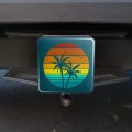 Sunset With Palm Trees Graphic Tow Trailer Hitch Cover Plug Insert