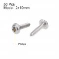 Uxcell 2x10mm Self Tapping Screws Phillips Pan Washer Head Screw 304 Stainless Steel Fasteners Bolts 50pcs