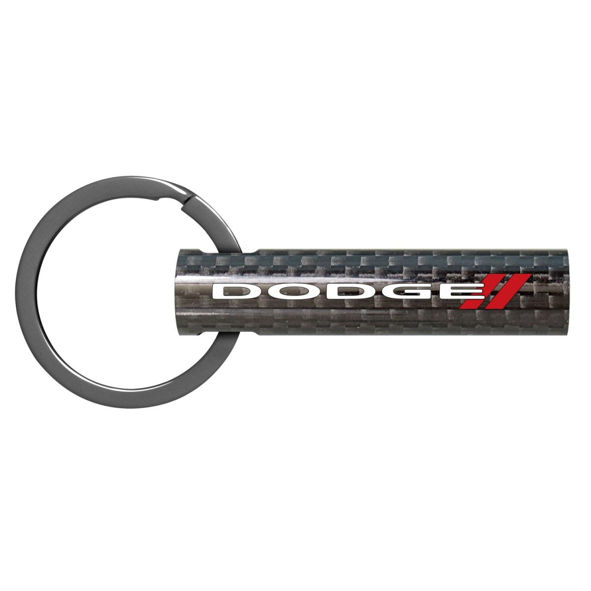 Dodge Black Real Carbon Fiber Tube Style Keychain With Leather Strap 2 13 In X 0 5 Model E3