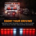 Xridonsen Red Emergency Visor Lights Bar Interior Windshield Strobe 40 Led Warning Safety Flashing W White Take Down Deck Split