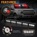 Xridonsen Red Emergency Visor Lights Bar Interior Windshield Strobe 40 Led Warning Safety Flashing W White Take Down Deck Split