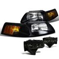 Black Crystal With Amber Reflector And Smoke Bumper Fog Lamps Combo Made For Ford Mustang Svt 2 Door 