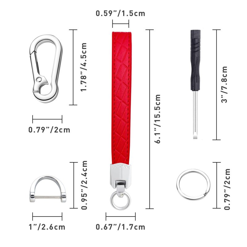 Leather Wristlet Keychain For Car And Home Keys Red Microfiber Wrist Lanyard With Anti Lost D Ring 3 Key Rings Quick Release
