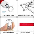 Leather Wristlet Keychain For Car And Home Keys Red Microfiber Wrist Lanyard With Anti Lost D Ring 3 Key Rings Quick Release