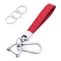 Leather Wristlet Keychain For Car And Home Keys Red Microfiber Wrist Lanyard With Anti Lost D Ring 3 Key Rings Quick Release