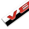 Chrome Finish Metal Emblem V8 Badge Red Letter