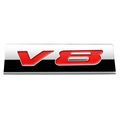 Chrome Finish Metal Emblem V8 Badge Red Letter