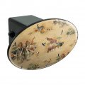 African Waterhole Animals Elephant Zebra Rhino Pattern Oval Tow Trailer Hitch Cover Plug Insert