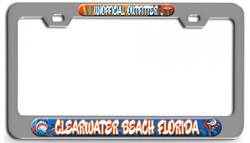 Unofficial Outfitter Clearwater Beach Florida Surfing Ch 3d Metal License Plate Frame Auto Suv Truck Tag Holder R16