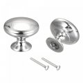 Drawer Knobs 2pcs 30mm 1 18 Round Pull Handles Zinc Alloy Bright Silver 