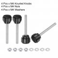 Uxcell 4 Set M4 X 40mm Male Thread Knurled Knobs Thumb Screws With Nuts Washers Clamping Knob Grip 14mm Plastic Head Hand
