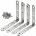 Ldexin 4 Pcs L Bracket Corner Brace Stainless Steel Right Angle Fastener Heavy Duty For Wood Shelves Furniture 100mm X 20mm 