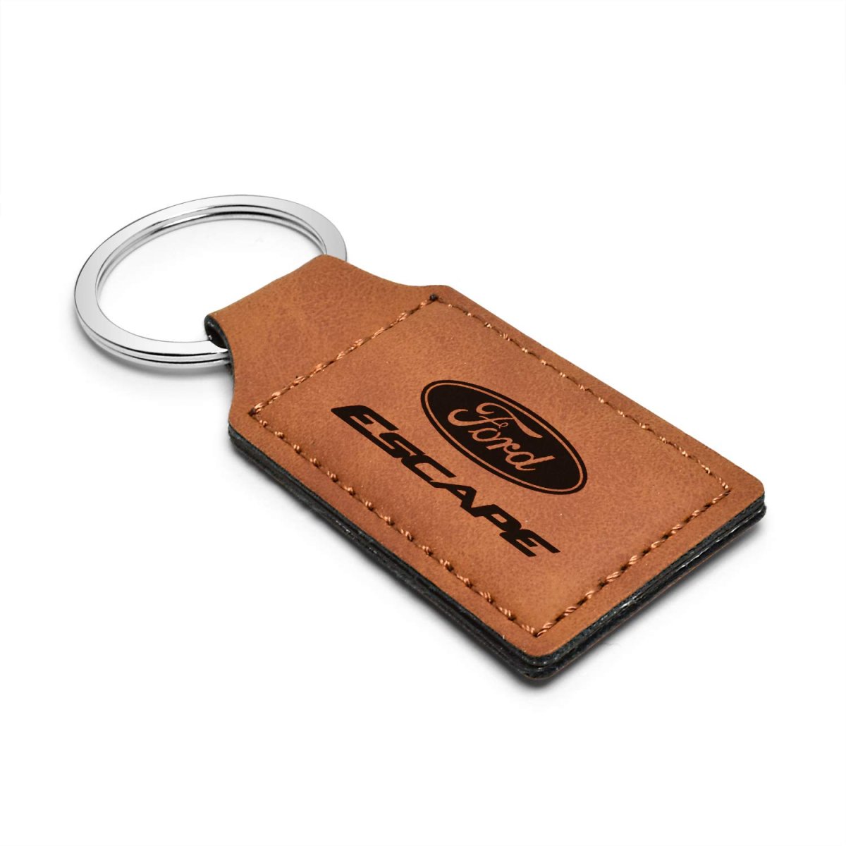 Ford Escape Rectangular Brown Leather Key Chain Official Licensed