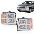 G-plus Led Drl Tube Projector Headlights W O Bulbs Compatible With Chevy Silverado 1500 2007-2013 Fit 2500 Hd 3500 2007-2014
