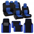 Polypro Blue Car Seat Covers Full Set With 4 Piece Carpet Floor Mats Universal Fit Interior For Auto Truck Van Suv Black And 