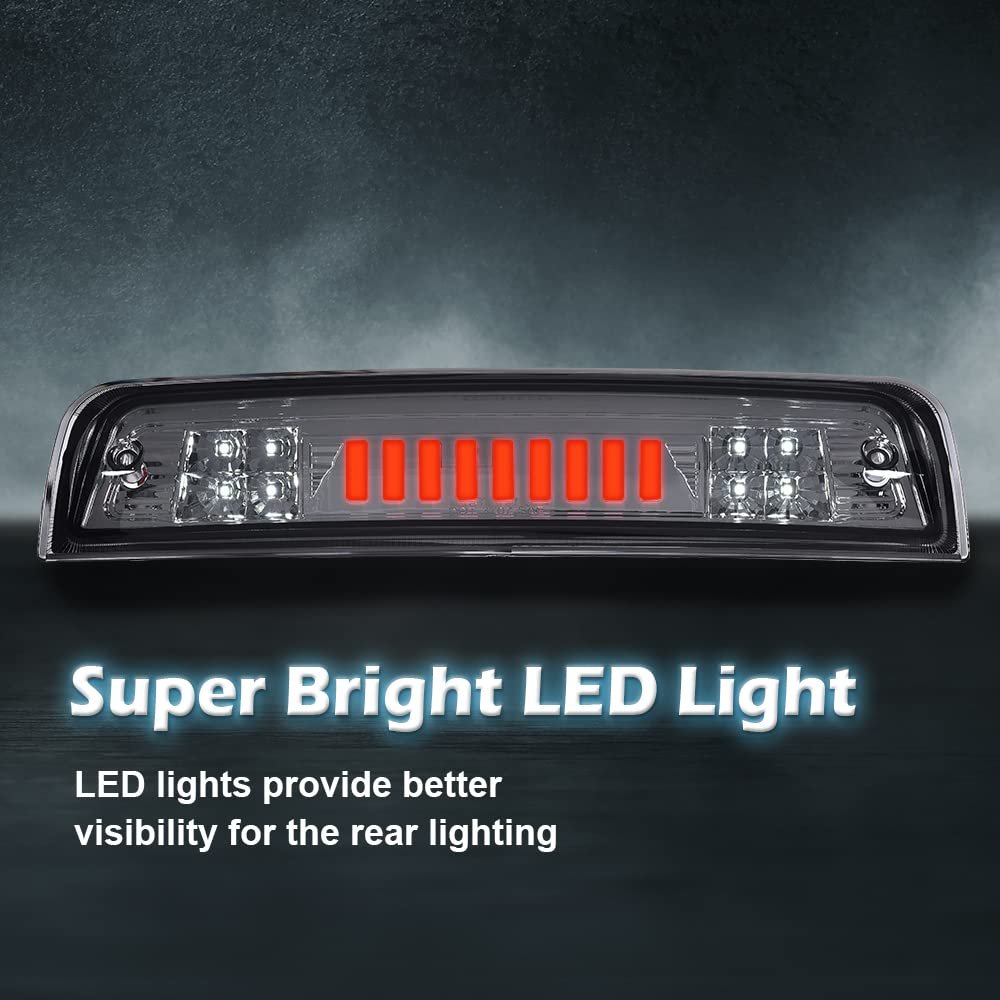 Led Bar 3rd Brake Light For Dodge Ram 1500 2500 3500 2009-2017 High Mount Stop Rear Tail Cargo Lamps I Type Smoke Lens Chrome