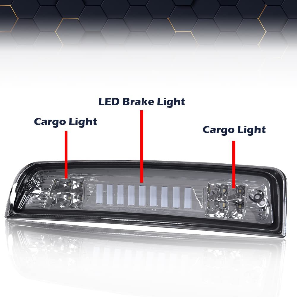 Led Bar 3rd Brake Light For Dodge Ram 1500 2500 3500 2009-2017 High Mount Stop Rear Tail Cargo Lamps I Type Smoke Lens Chrome