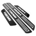 Hemi Logo X-large Black Real Carbon Fiber 4 Pcs Universal Door Sill Step Protector Guard Decal Plates