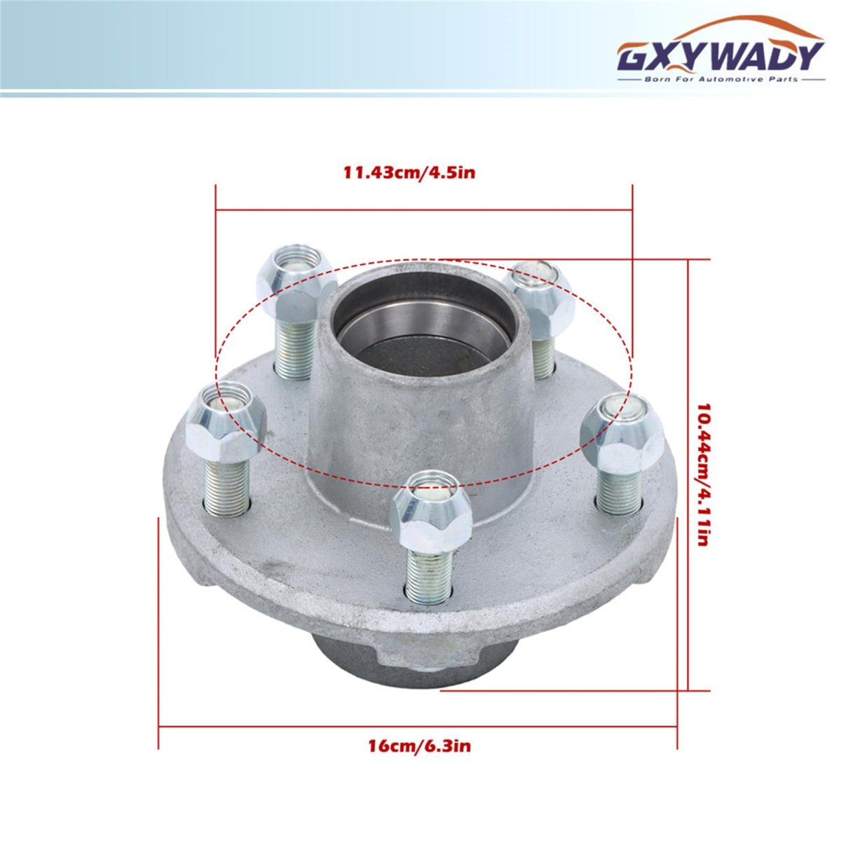 5 On 4 Inch Galvanized Trailer Hub Replacement For 1 2000 Lbs Spindle