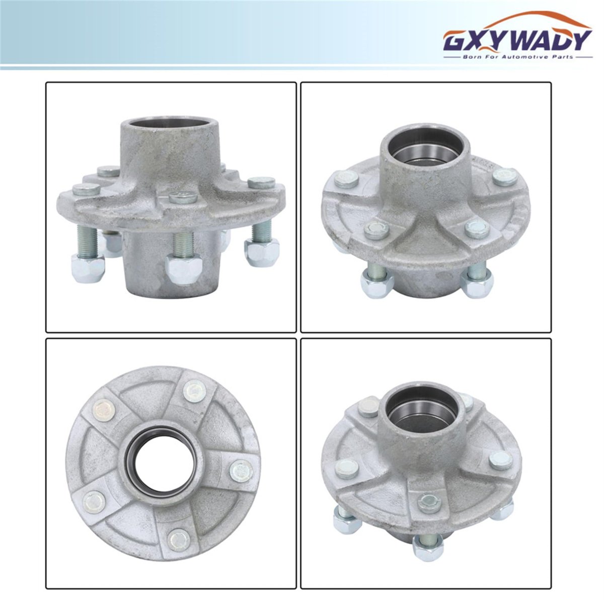 5 On 4 Inch Galvanized Trailer Hub Replacement For 1 2000 Lbs Spindle