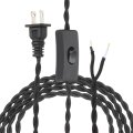 16 4ft 18 2 Twisted Cloth Covered Lamp Cord Vintage Fabric Electrical Wire With Switch Button And Plug Stripped Ends Ready For 
