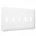 5-gang Metal Wallplate Maxi 5-toggle White Smooth 