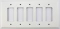 Over Sized Jumbo Smooth White 5 Gang Gfci Rocker Opening Wall Plate 
