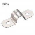 Uxcell 10mm 0 4 Rigid Pipe Strap 2 Holes 304 Stainless Steel Tension Tube Clip Clamp 20pcs