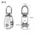 Uxcell 10pcs M15 Single Pulley Block 304 Stainless Steel Hanging Wire Towing Wheel Lifting Crane Swivel Hook Rope Cable Roller