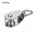 Uxcell 10pcs M15 Single Pulley Block 304 Stainless Steel Hanging Wire Towing Wheel Lifting Crane Swivel Hook Rope Cable Roller