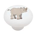 Baby Jungle Rhino Decorative High Gloss Ceramic Drawer Knob 