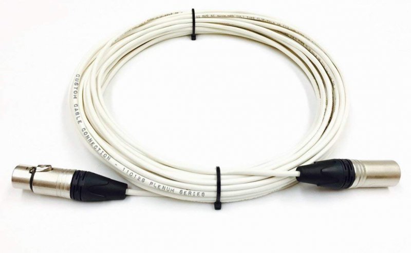 Custom Cable Connection 120 Foot Plenum Xlr Male To Female Balanced Pro Audio White