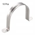 Uxcell 90mm 3 5 Rigid Pipe Strap 2 Holes 304 Stainless Steel Tension Tube Clip Clamp 10pcs