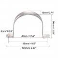 Uxcell 90mm 3 5 Rigid Pipe Strap 2 Holes 304 Stainless Steel Tension Tube Clip Clamp 10pcs