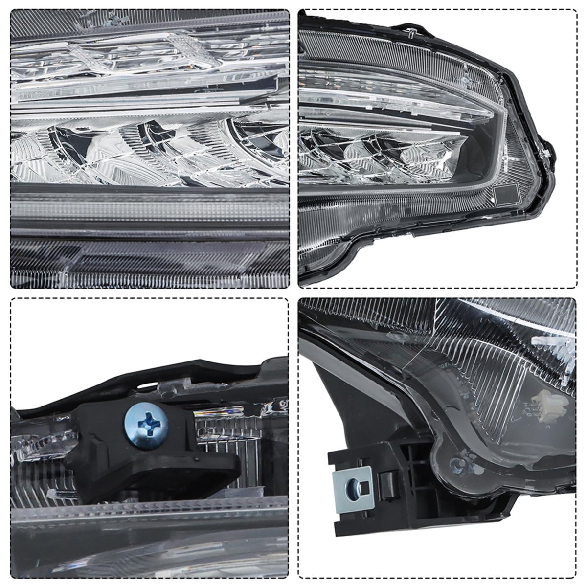Headlight Assembly Replacement For Honda Civic 2016 Housing Chrome Lamp Set Passenger Side Rh 1pc Ho2503176