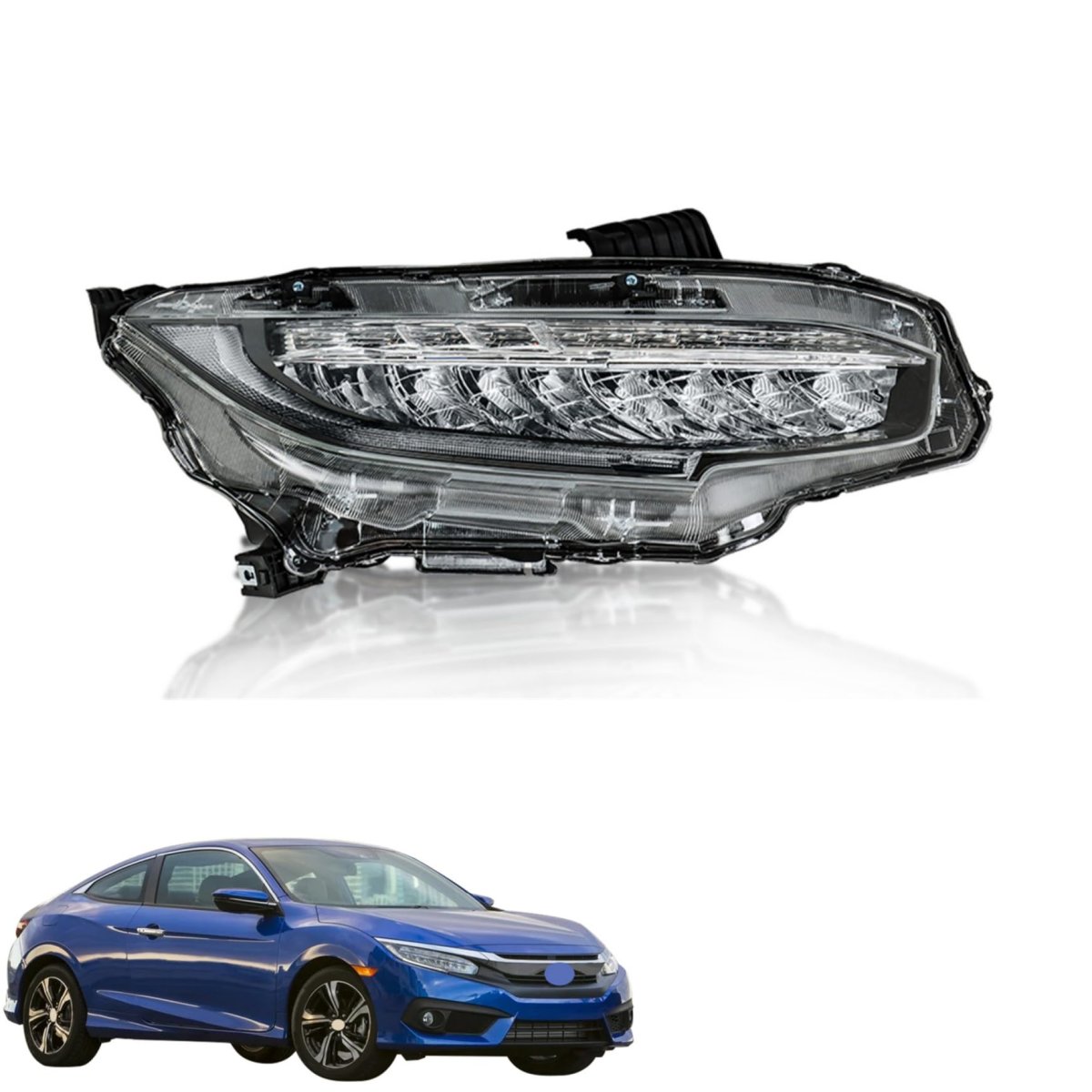 Headlight Assembly Replacement For Honda Civic 2016 Housing Chrome Lamp Set Passenger Side Rh 1pc Ho2503176