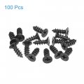 Uxcell M4 X 12mm Wood Screws Phillips Flat Head Carbon Steel Self Tapping Black 100pcs