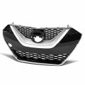 Ni1200284 Factory Style Front Bumper Grill Grille Assembly With Chrome Moulding For Nissan Maxima 2016-2017 Painted Black 