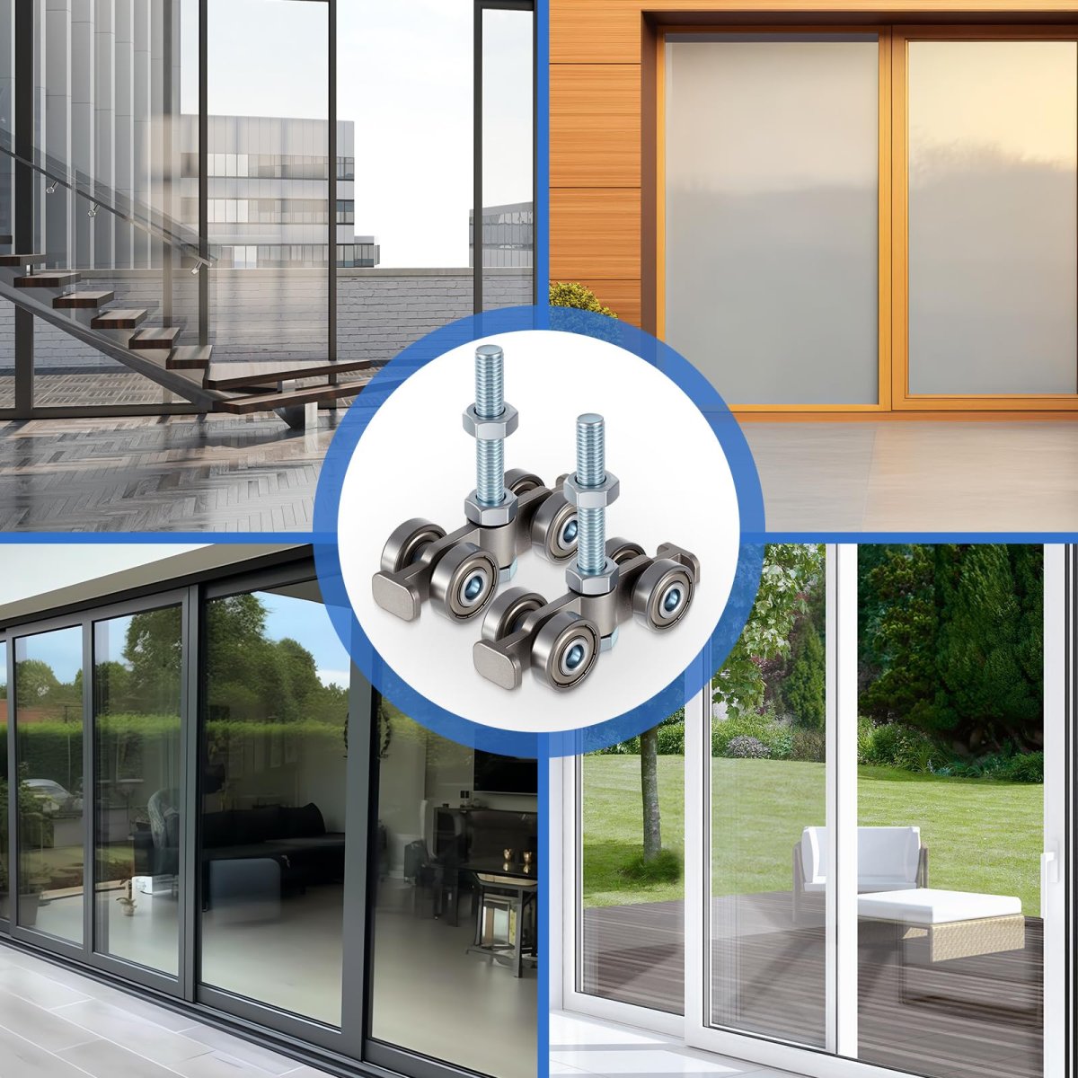 4 Pcs Wheel Silent Trolley Assembly Rollers For 1 5 8 In Wide Strut Channels Silver Galvanized Steel Sliding Door Hardware With