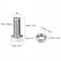 Uxcell M8 X 20mm Hex Head Screws Bolts Nuts Flat Lock Washers Kits 304 Stainless Steel Fully Thread Hexagon 4 Sets