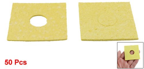 Yellow 55mmx55mmx1 5mm Welding Station Solder Soldering Iron Cleaning Sponge 50 Pcs