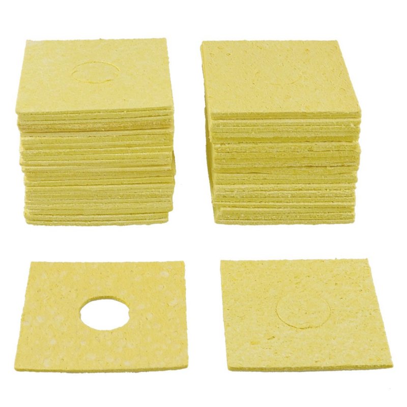 Yellow 55mmx55mmx1 5mm Welding Station Solder Soldering Iron Cleaning Sponge 50 Pcs