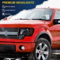 G-plus Headlights Assembly Compatible With 2009 2010 2011 2012 2013 F150 Bumper Headlamp Smokya Lensa Chrome Housinga Ambera