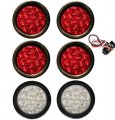 6 Pack 4 In Round Led Truck Trailer Lights Red Brake Stop Turn Tail And 2 White Back Up Reverse Fog Dot Approved Waterproof 