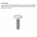 Uxcell Square Head Bolt 5pcs M8x20mm Fully Thread 304 Stainless Steel Grade C Machine Screws
