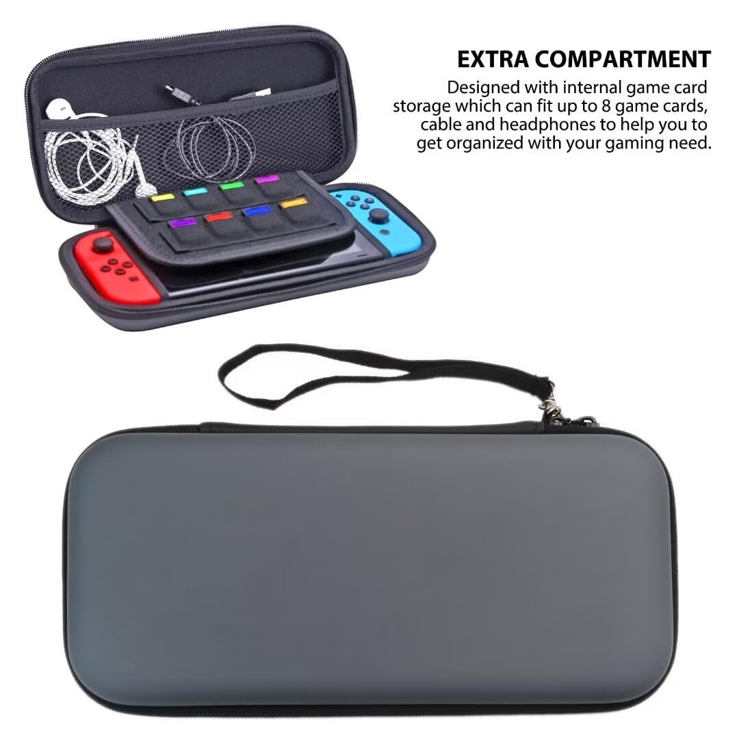 Lightweight Video Gaming Console Protective Hard Shell Cover Card Cable Bag Case With Detachable Hand Wrist Strap For Switch W